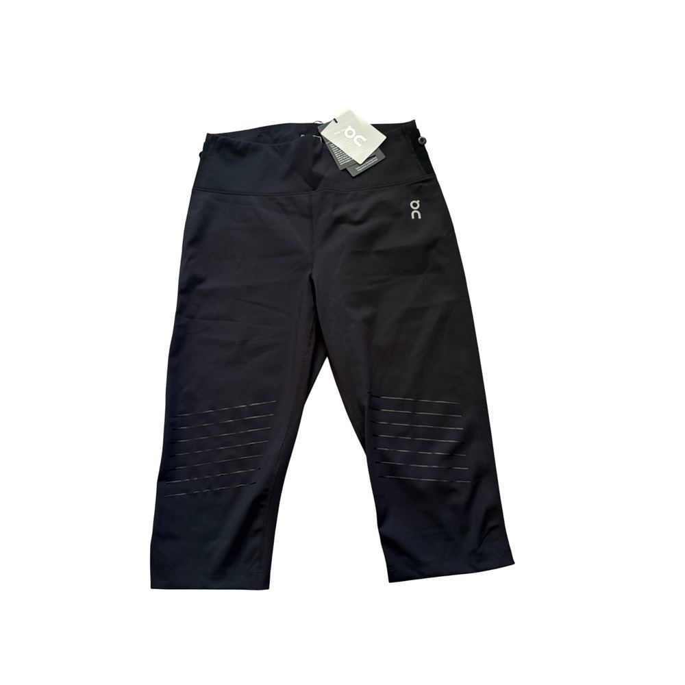 On Running Women Trail Tights Black Cropped Athletic Leggings‎ M NWT